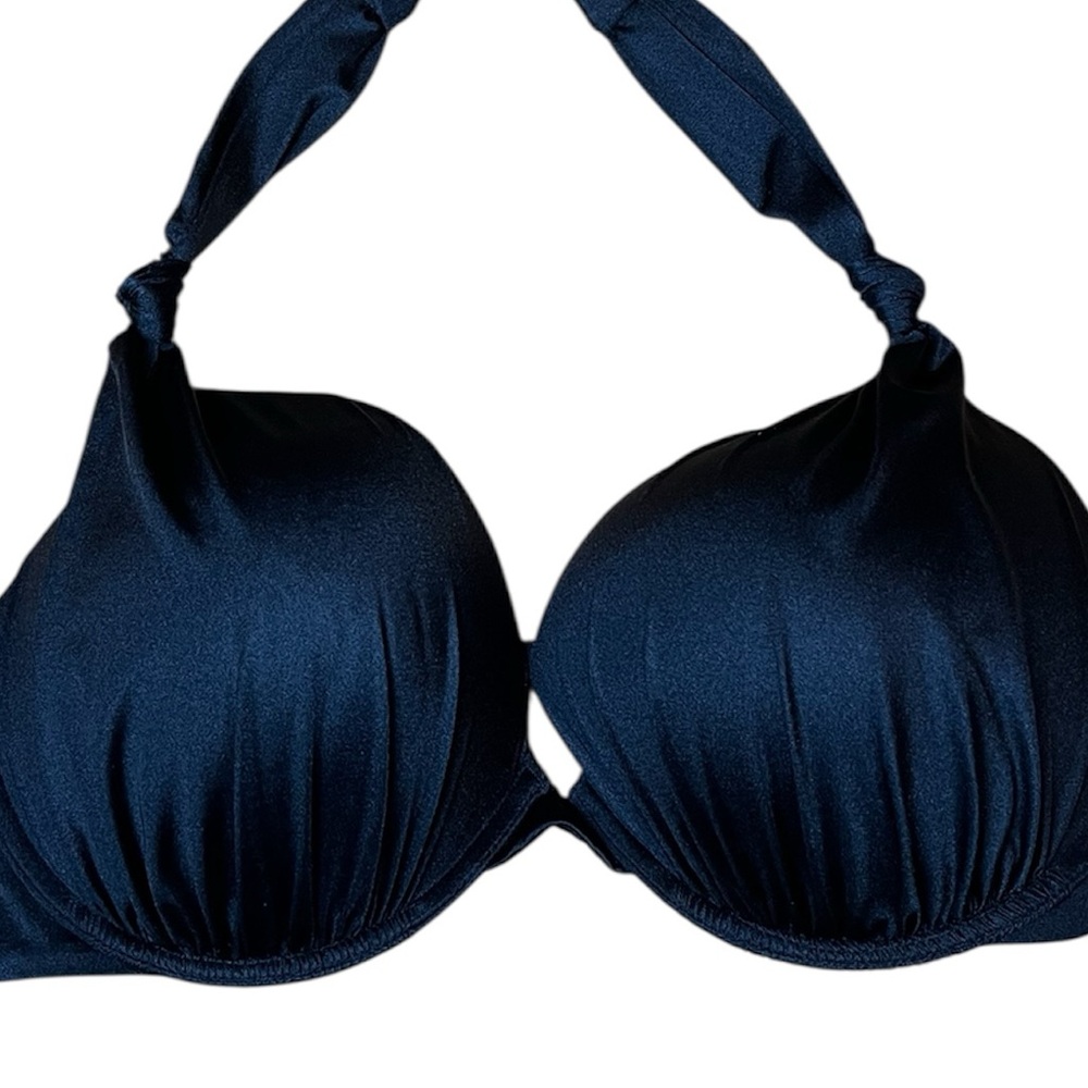 New Victoria's Secret Knotted Sexy Tee Push-Up Halter Black Bikini Top - Picture 2 of 8